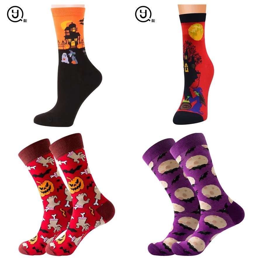 Novelty Sox Creative Pumpkin Alien Et Mummy Pattern Jacquard Halloween Crew Socks Men Unisex